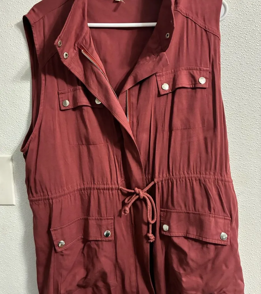 Entro Shirt Jacket Vest in Rust Red XL