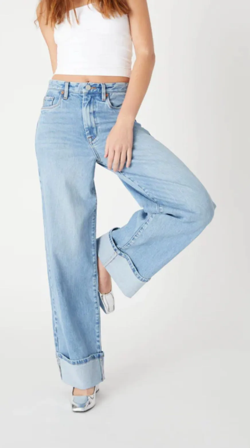 BLANKNYC The Franklin Ribcage Wide Leg Rolled Cuff 27 NEW NWT