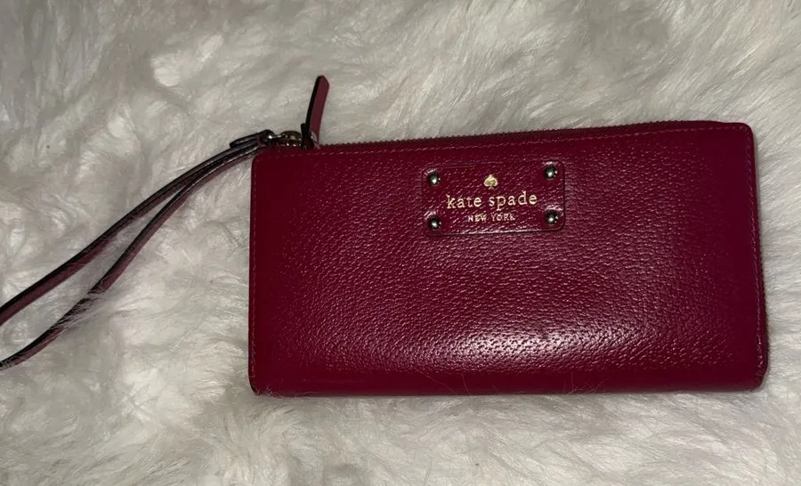 kate spade burgundy leather wristlet wallet