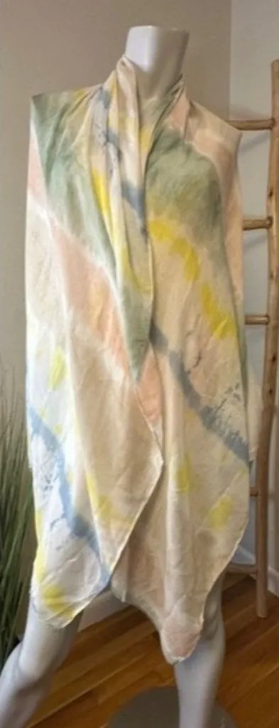 Hadley Wren Sherbet Pastel Oversized Gauzey Sheer Tie Die Festival Graduation Sc Yellow