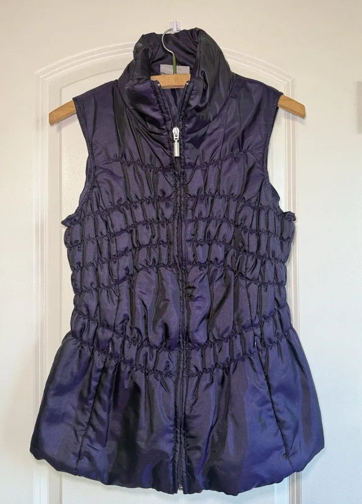 JANE ASHLEY Women’s Purple Puffer Vest Medium Gorpcore Utility Casual