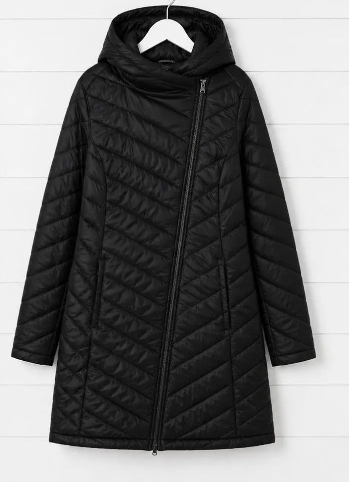 TEK GEAR Warm TEK hooded puffer jacket asymmetrical zipper size M