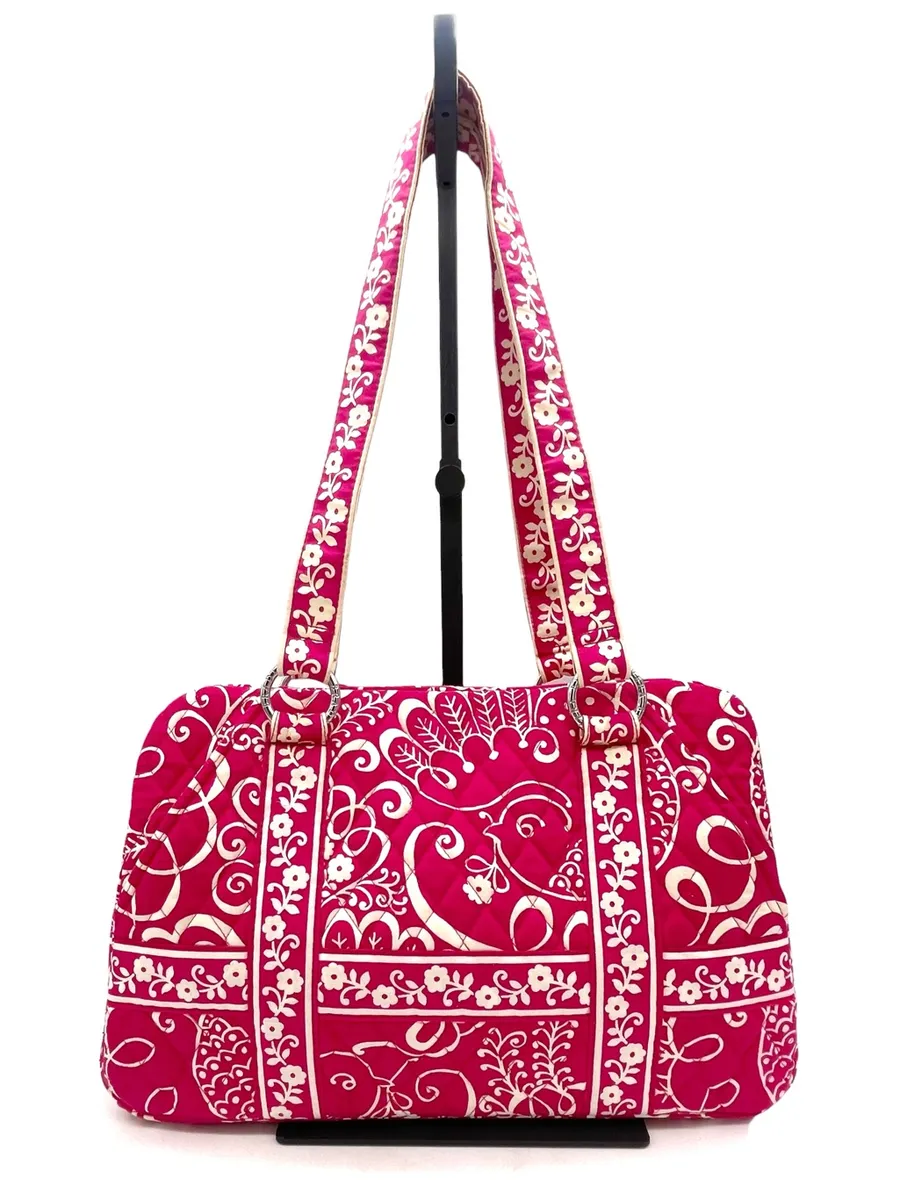 Vera Bradley Twirly Birds Pink Squared Away Tote Satchel Purse Shoulder Bag 2010