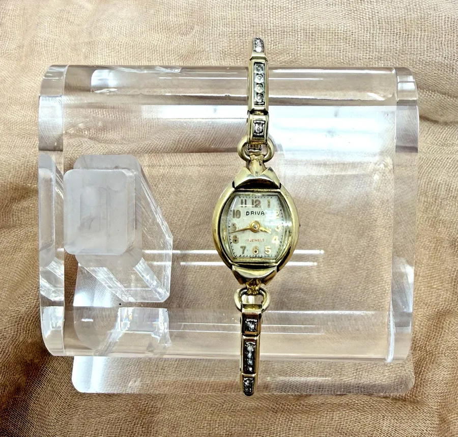Vintage Driva 17 Jewels Watch Art Deco Stone Band Parts Repair For Restoration