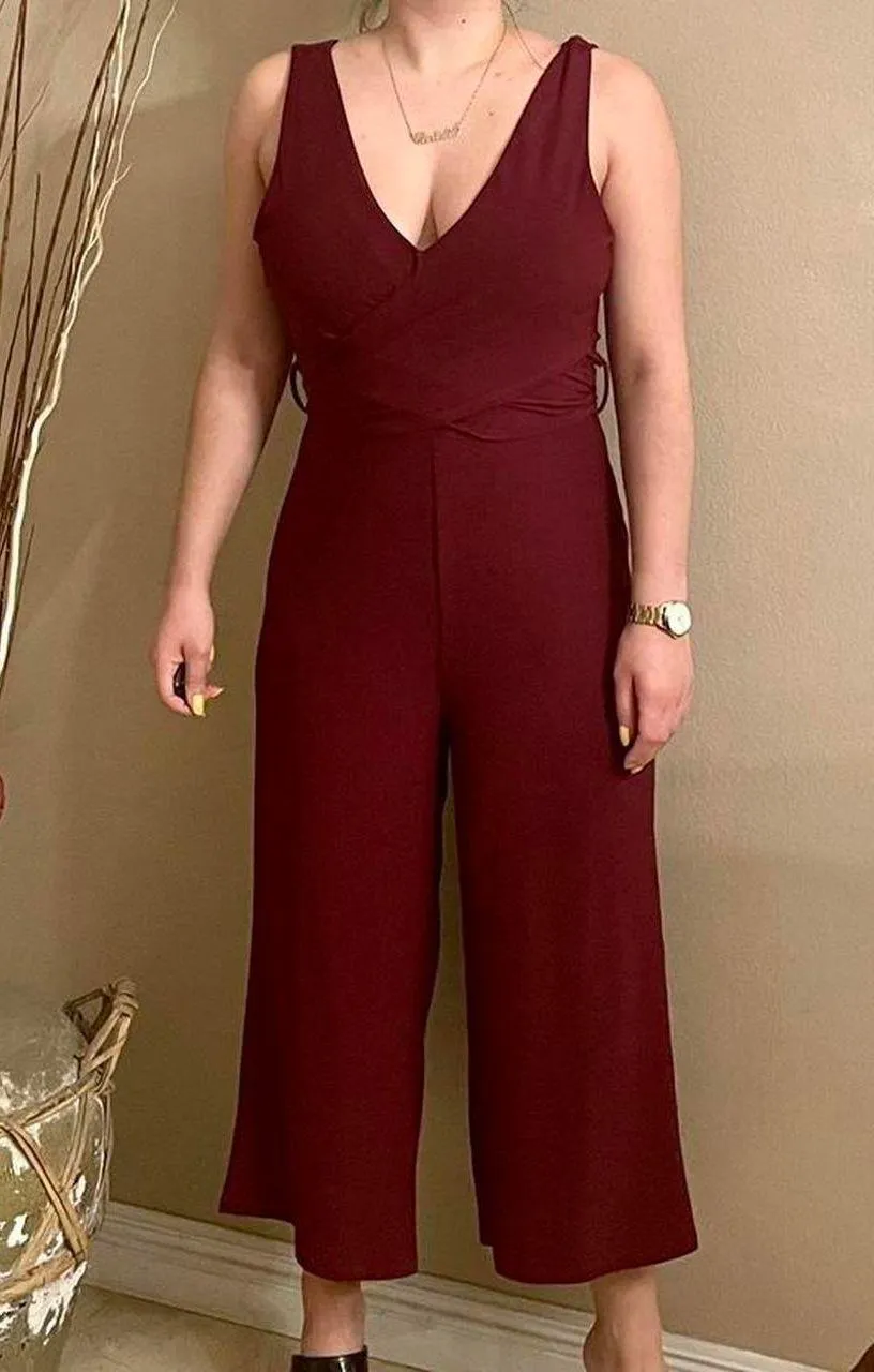 Burgundy Lowcut Jumpsuit