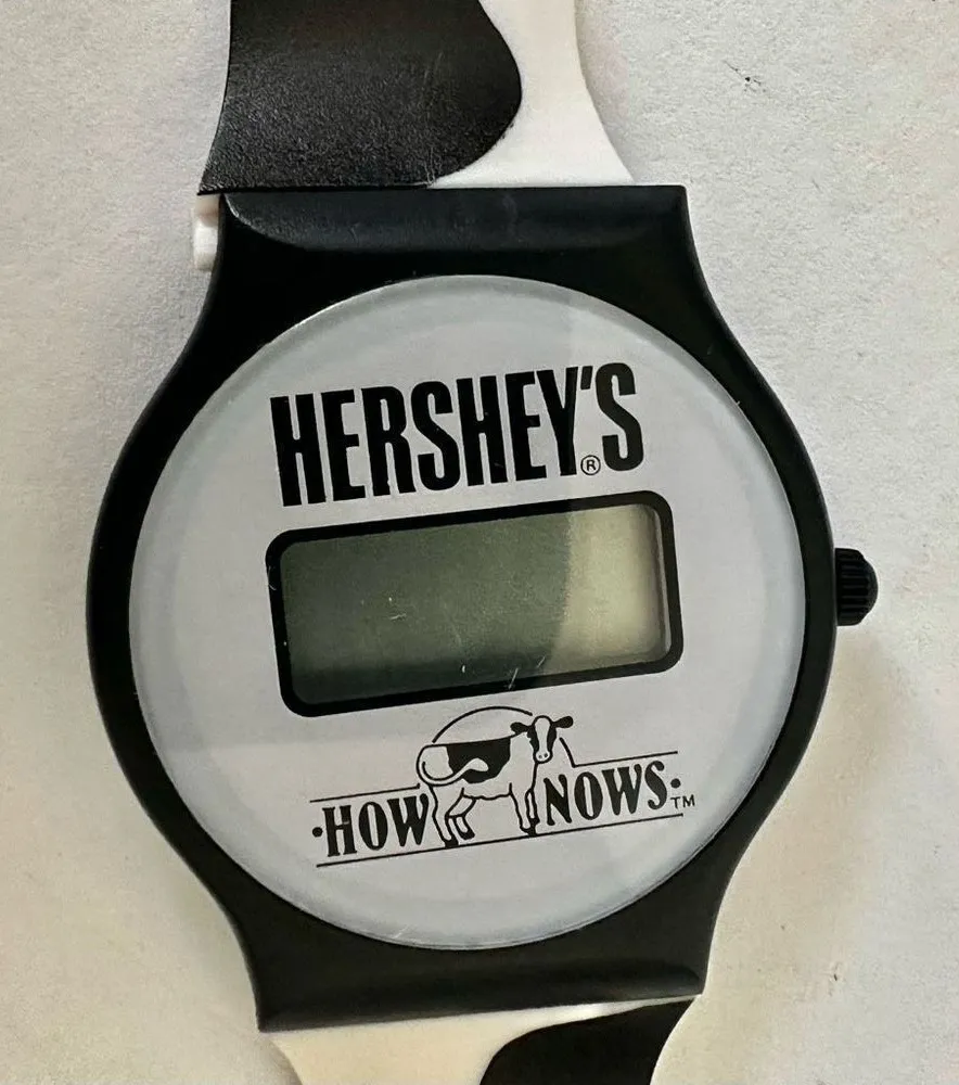 Vintage 80’s Hersheys How now cow watch Black