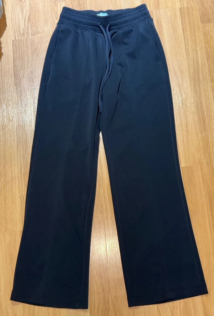 FLX Womens High Rise Wide Leg Pintuck Sweatpants Black XS Short Size undefined