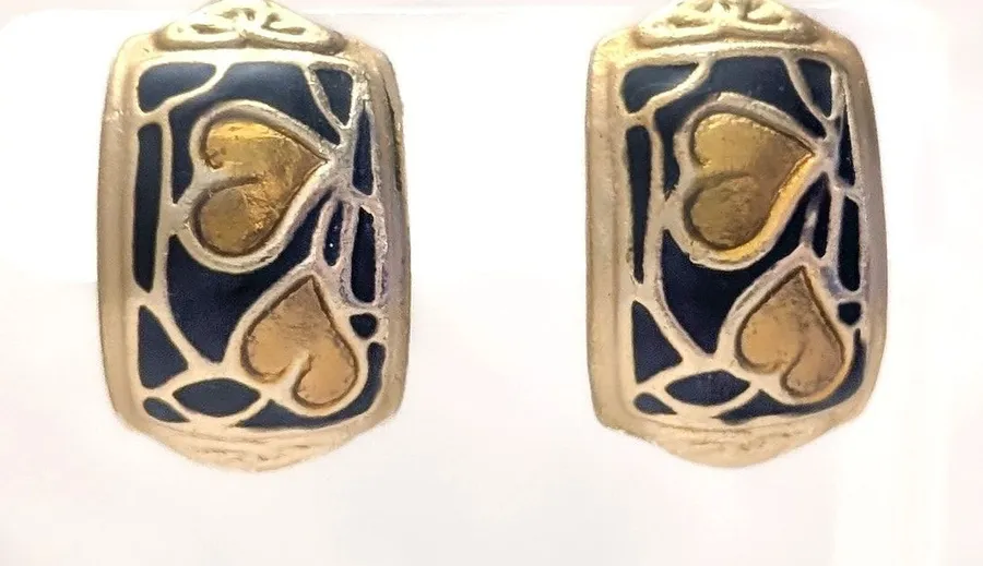 Vintage Clip On Earrings Statement Unusual Heart Design
