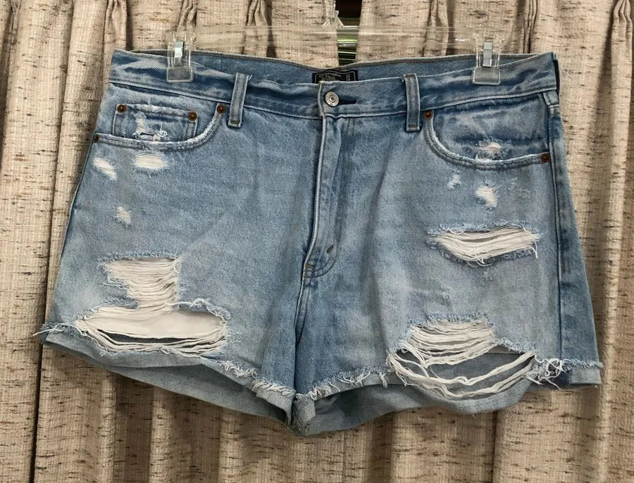 Abercrombie & Fitch Annie High Rise Distressed Denim Shorts