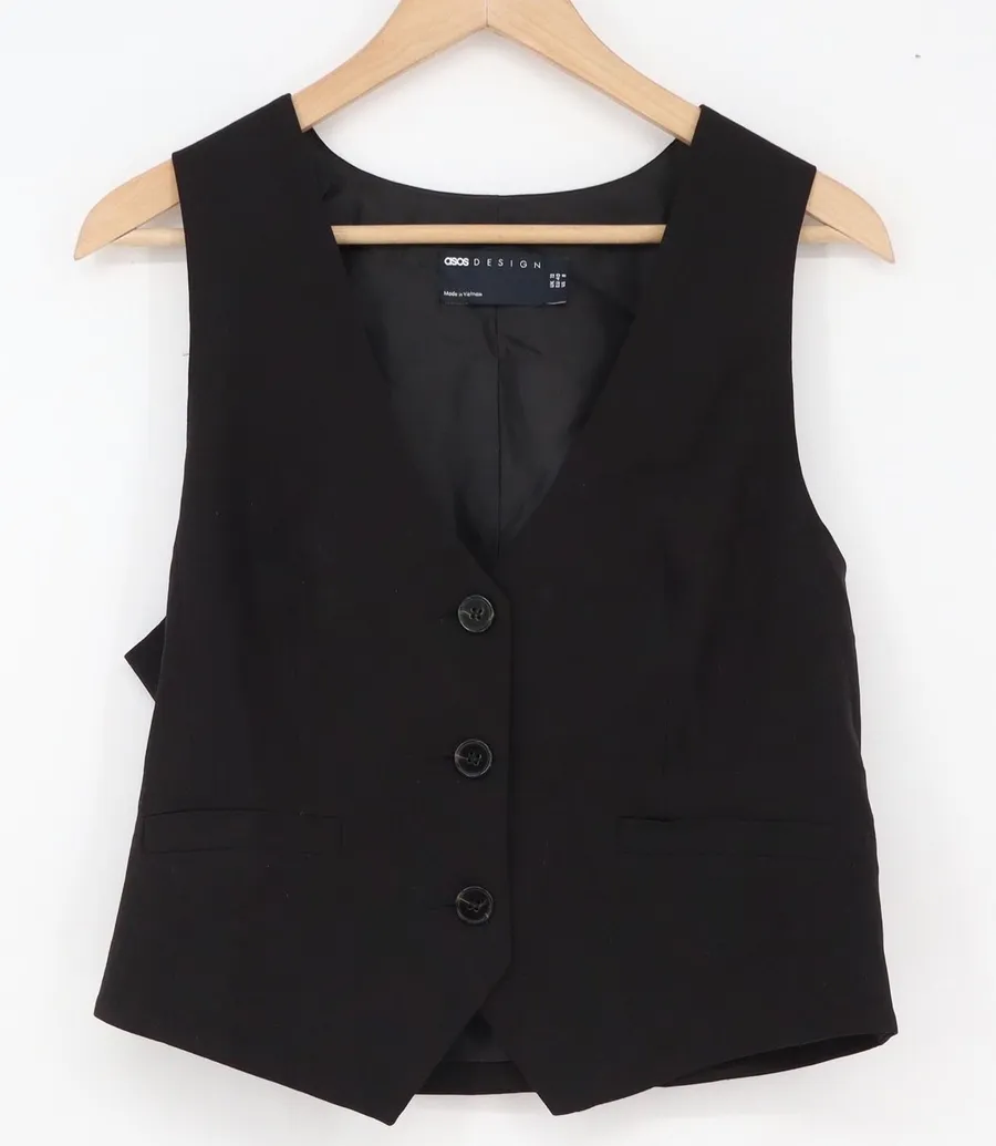 ASOS DESIGN Waistcoat Vest Womens 8 Black V