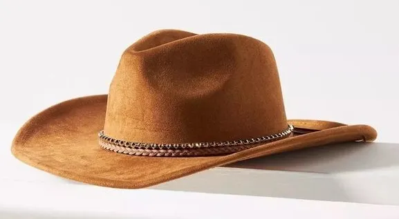 NEW Anthropologie Faux Suede Rancher Hat Honey Brown Cowgirl Western Wide Brim