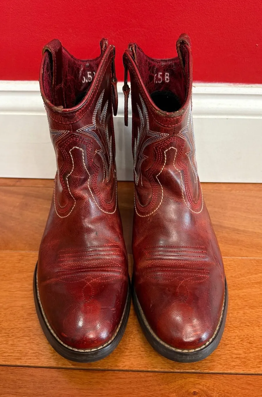 Ariat Unbridled Roper Boots Womens Red Leather Western Side Zip 10011912 6.5B