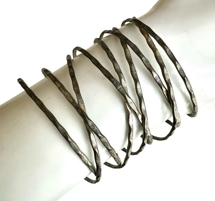 Silver tone wide cut out open cuff bracelet