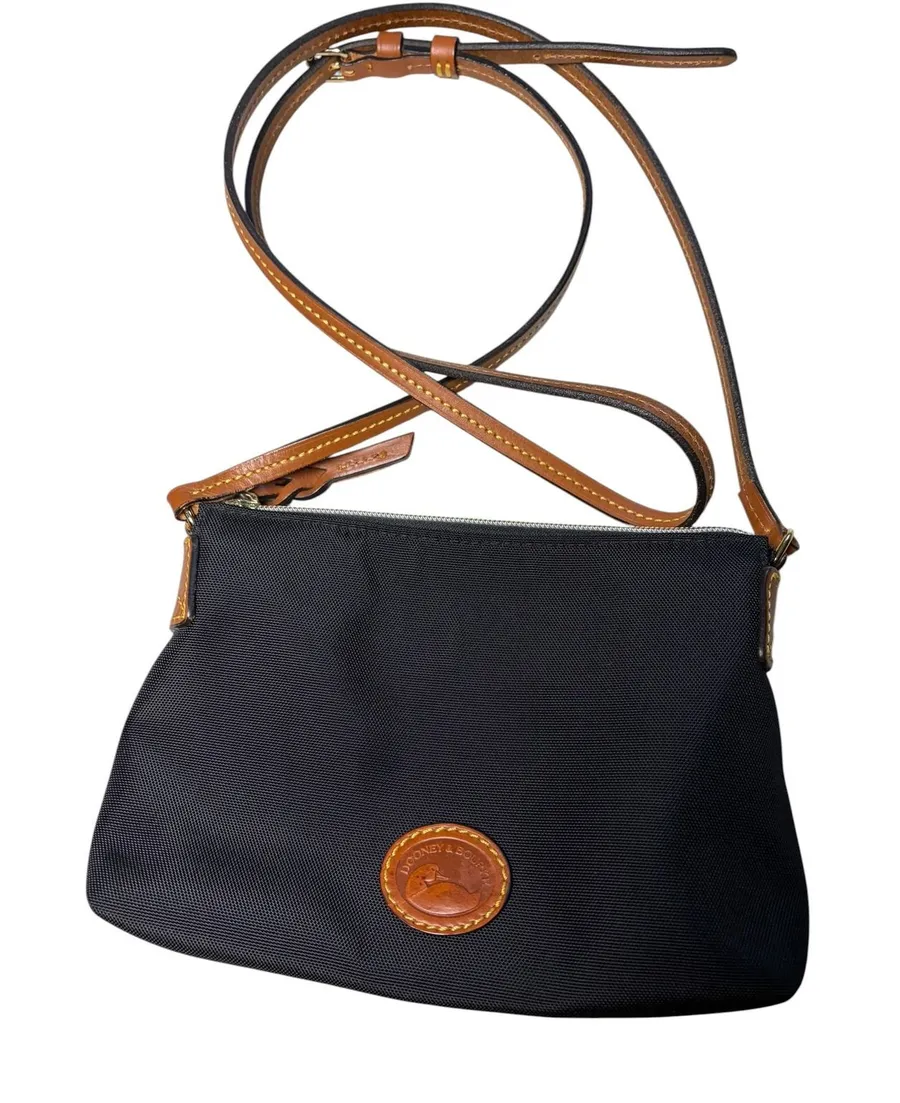 Dooney & Bourke Black Nylon Crossbody Bag Leather Trim Coquette Blockette Small