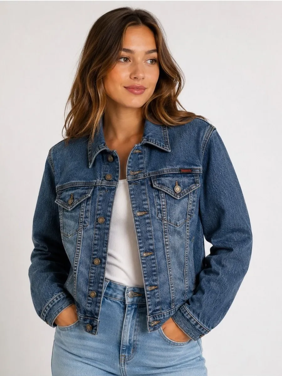 C'Esttoi Jeans Jeans Womens Medium Wash Denim Trucker Jacket Blue Size Large
