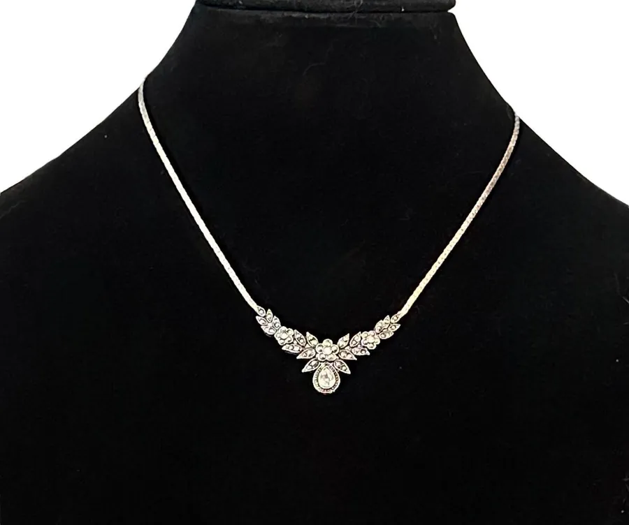 Vintage Avon empire Marcasite Necklace Silver