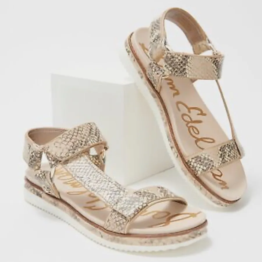 Sam Edelman Annalise Leather Animal Print Sport Sandals in Brown Size 10