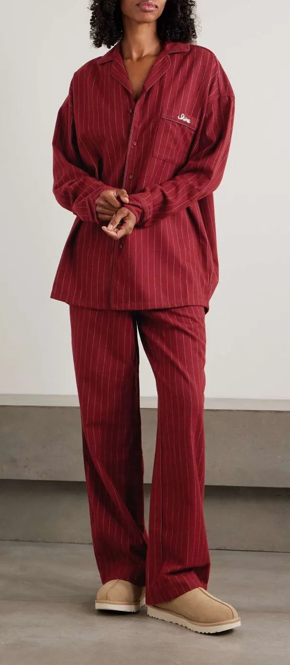Skims elevated flannel sleep set pin striped size XS oversized women's NWT