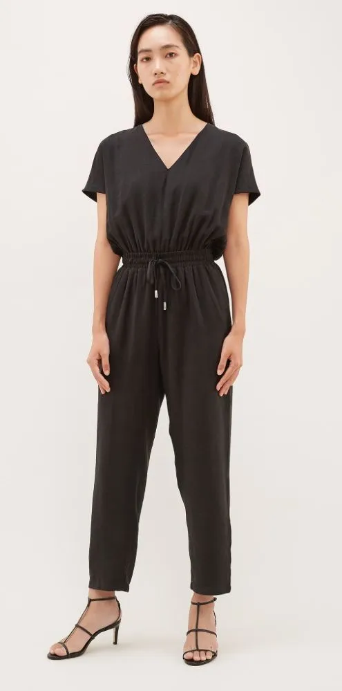 Moll V-Neck Jumpsuit in Black