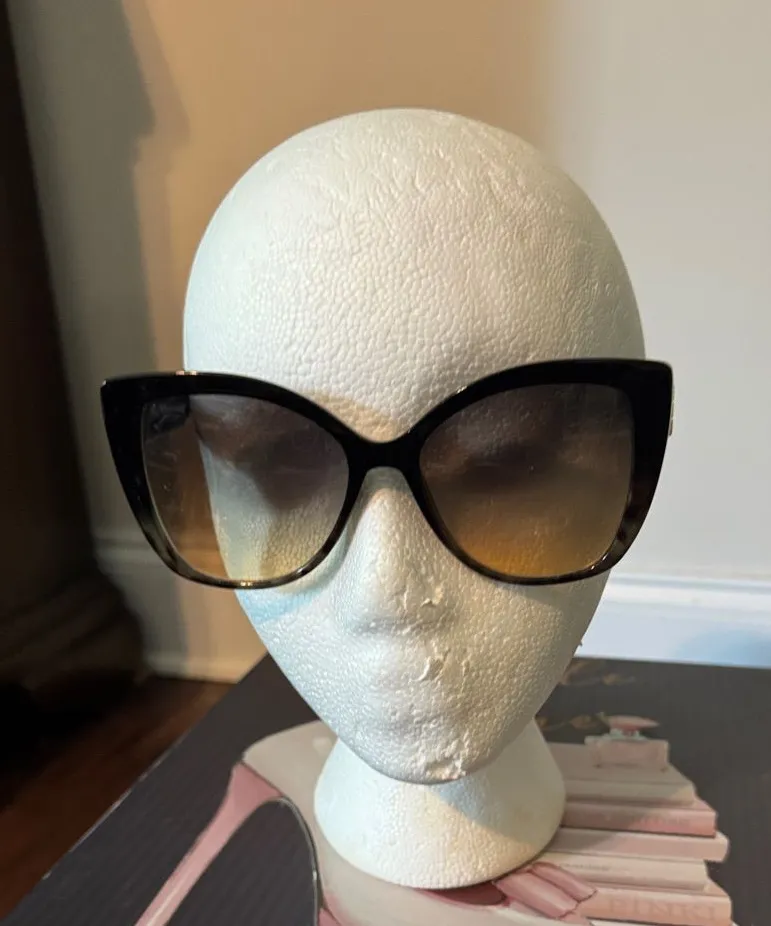 True Religion Oversized Cat-Eye Sunglasses in Black to Brown Gradient