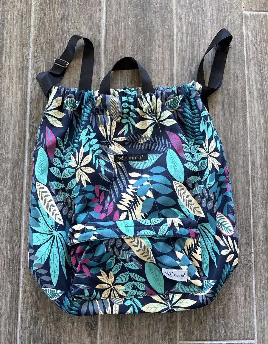 Risefit Leaf Print Gym Bag Backpack Rucksack Multicolor Zipped Pockets