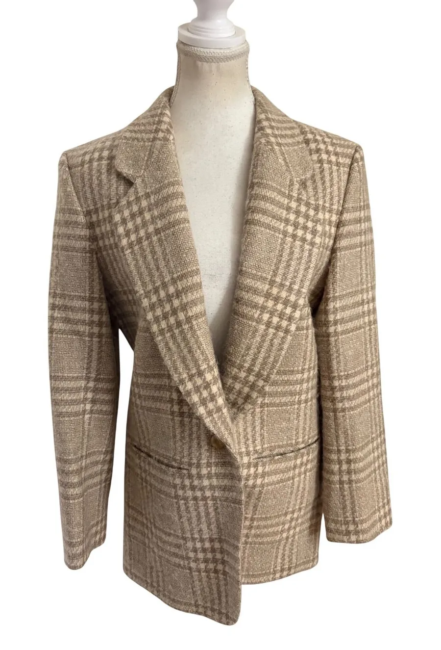 Pendleton Vintage Tweed Wool Cream Blazer Women's Size 8