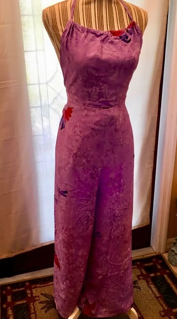 2piece Butterfly Boho Pants Set Purple Size L