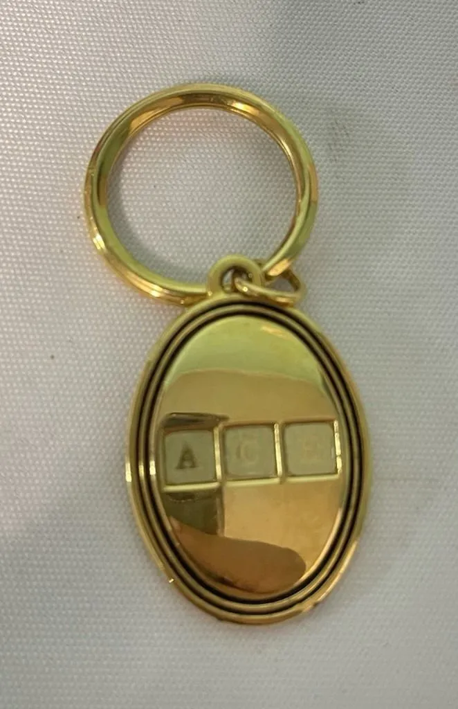 Vintage A.C.E Letters Initials Gold Keychain Key Ring