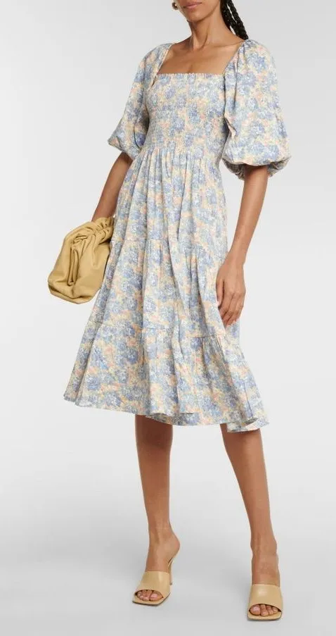 Polo Ralph Lauren Denim & Supply Floral Smocked Midi Dress Cottagecore XS