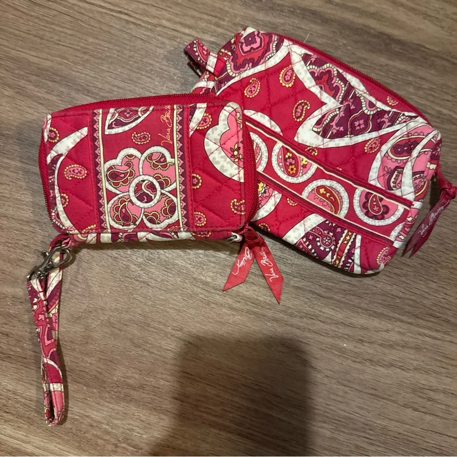 Vera Bradley Card Holder Wallet and Small Hand Pouch Lot of 2 Retired Pattern