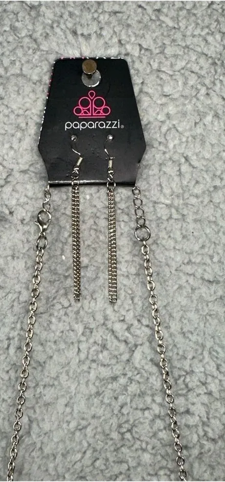 Paparazzi Gunmetal Crescent Fringe Zoo Zone Necklace Set Boho Bling Y2K Classic