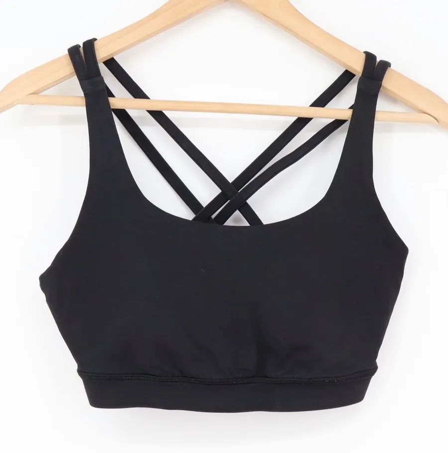 Lululemon Sports Bra Womens N/A Energy Bra Black Strappy Back Excellent