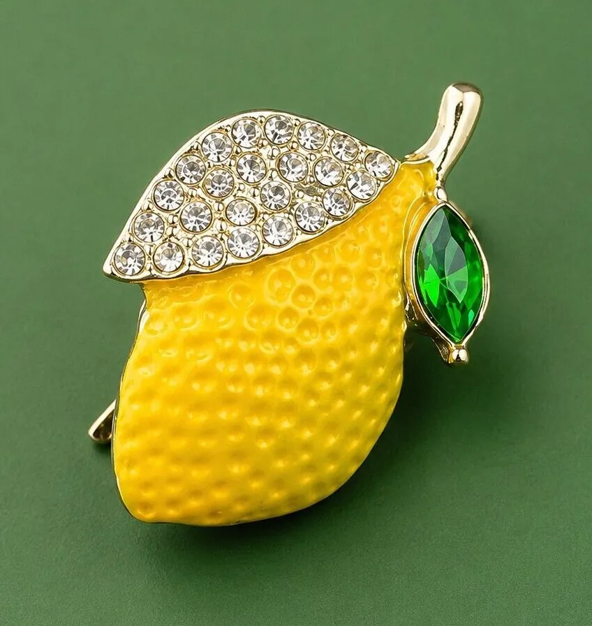 Whimsical Tiny Yellow Lemon Brooch Pin