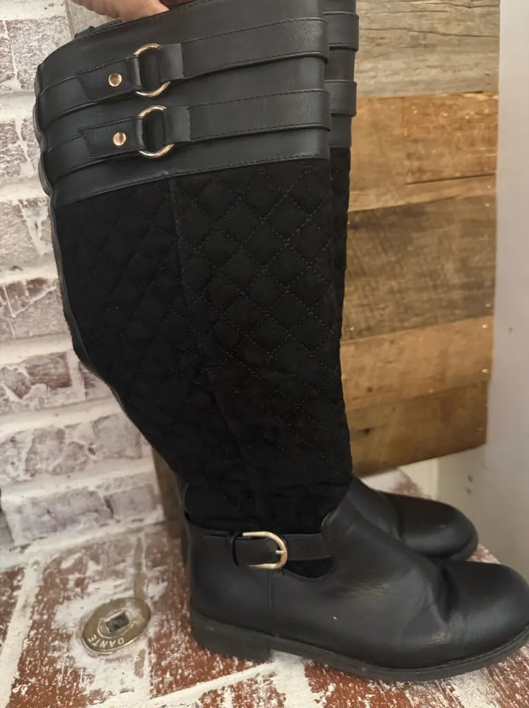 Just Fab Black Quilted Women's Boots