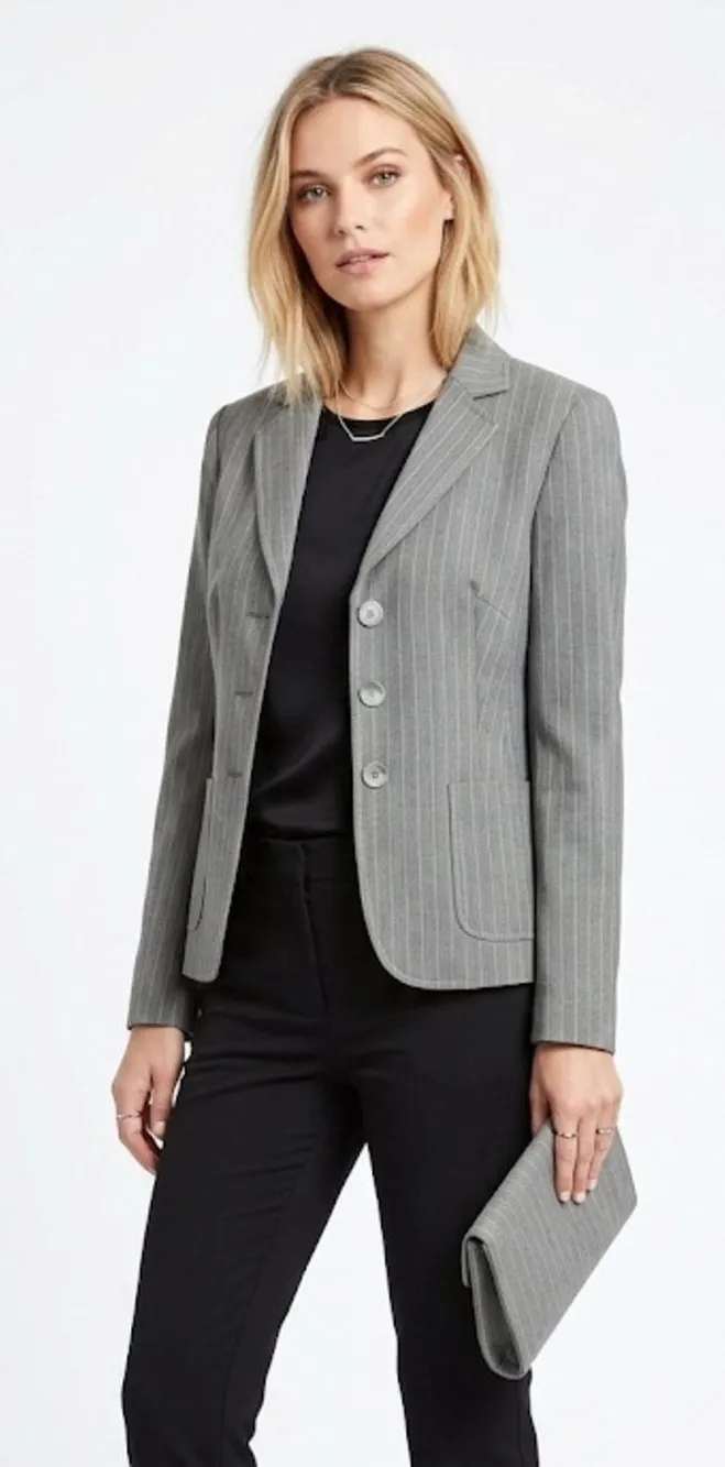 Audrey B size 8 suit career blazer jacket Gray