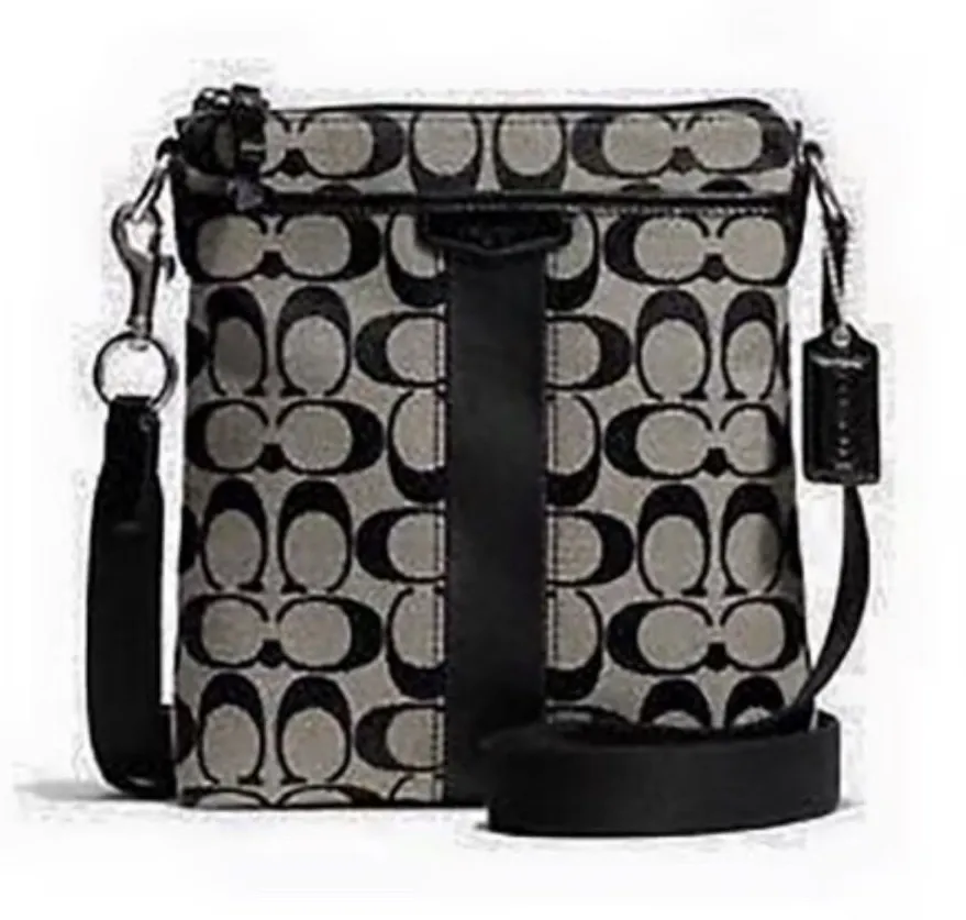 Coach Signature Black and Gray Crossbody Bag
