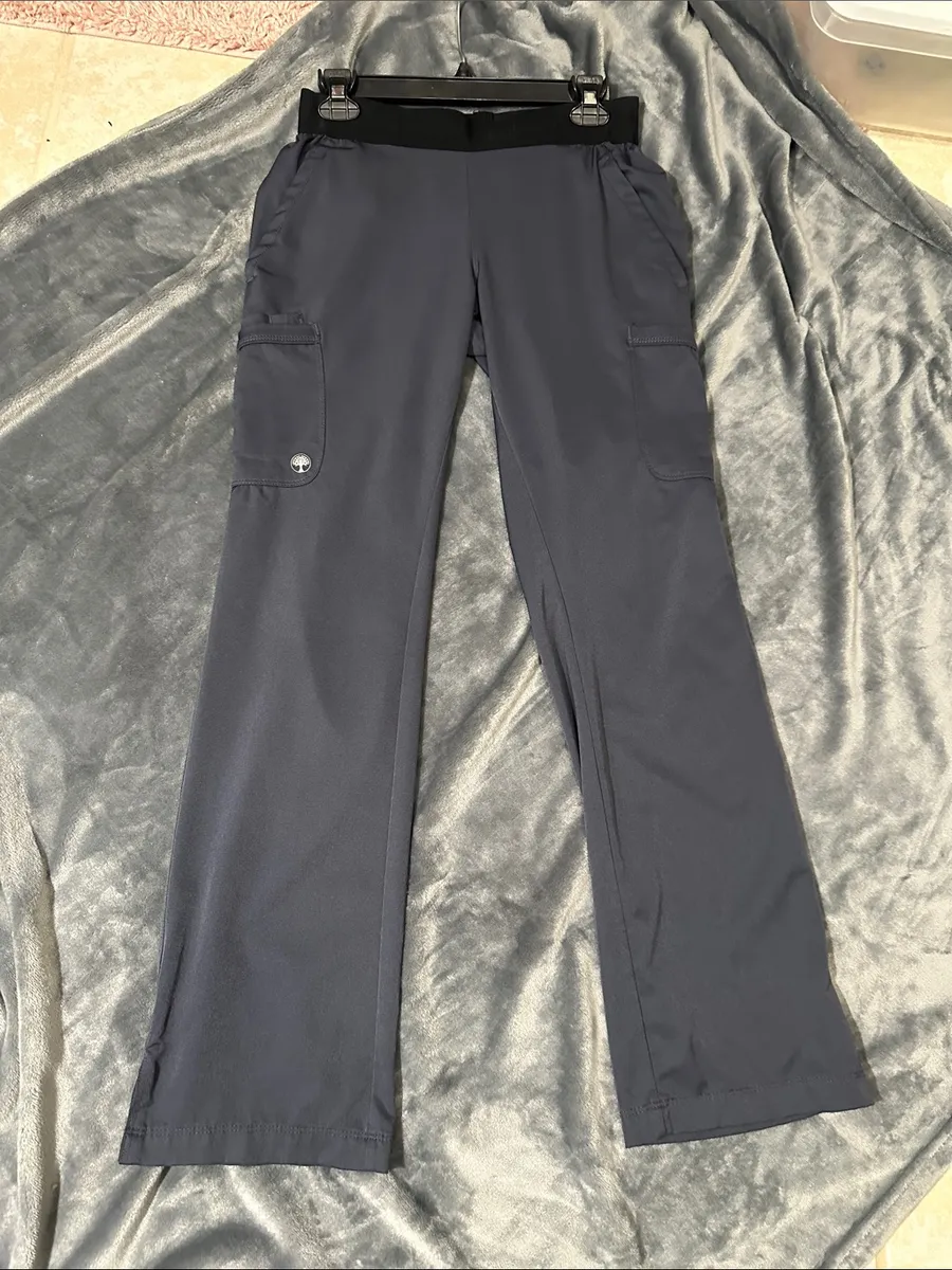 Ladies Charcoal Gray Cargo Scrub Pants with Elastic Waistband Sz S like new