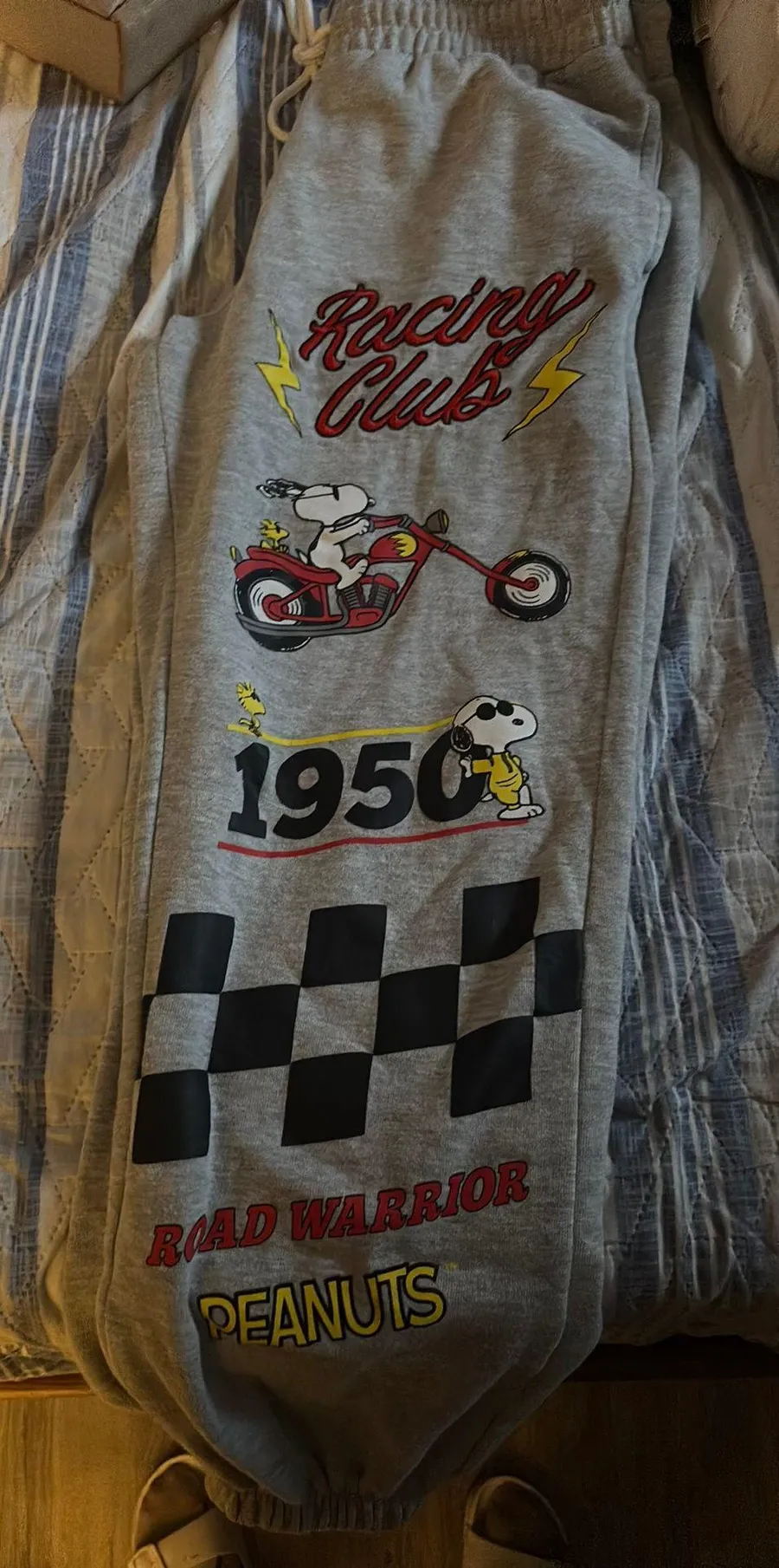 Snoopy Racing Sweatpants Gray Size M