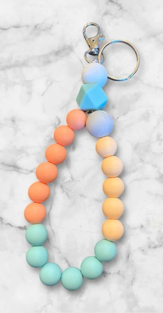 Colorful Beaded Keychain Accessory Orange
