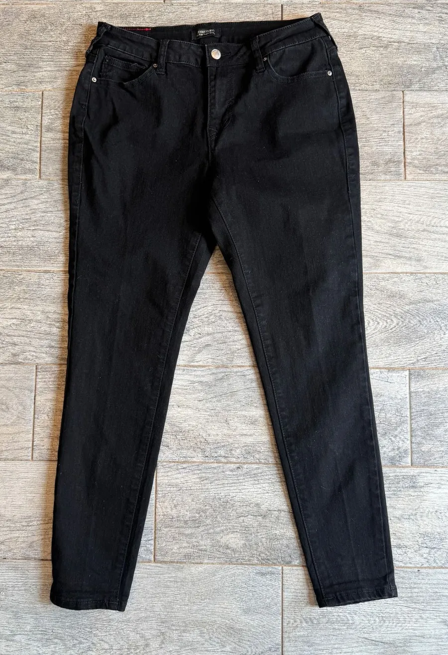 True Religion Jennie Curvy 31 Black Mid Rise Super Skinny Jeans Stretch Denim