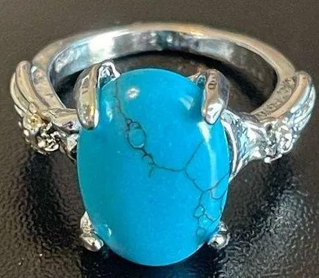 Woman turquoise stone S925 silver ring size 5.5
