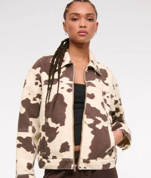 Live A Little Leopard Cow Print Jean Jacket
