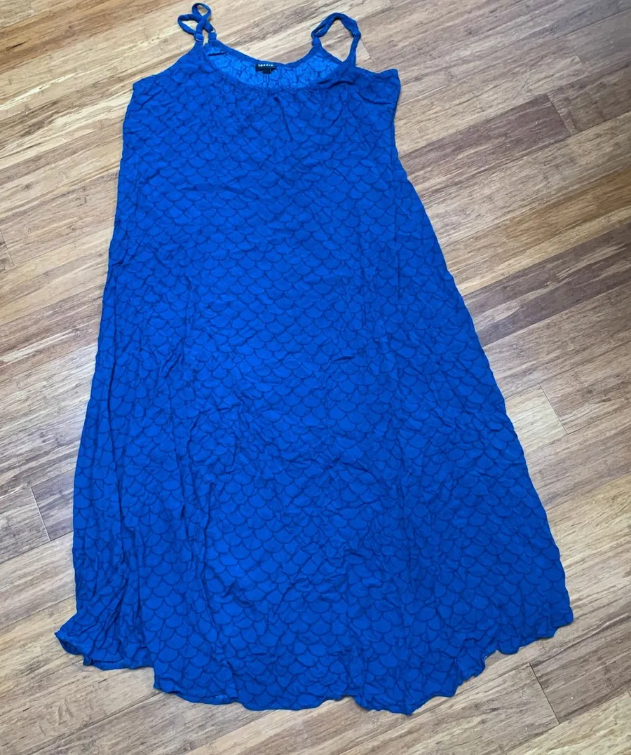 Torrid Blue Mermaid Scale Sleeveless Maxi Dress Plus Size 1X 40125454