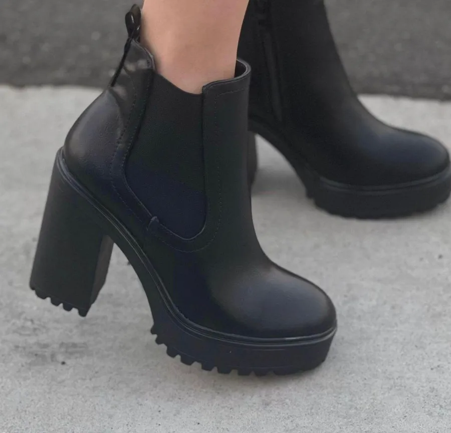 Chunky Lug Sole Slip On Bootie