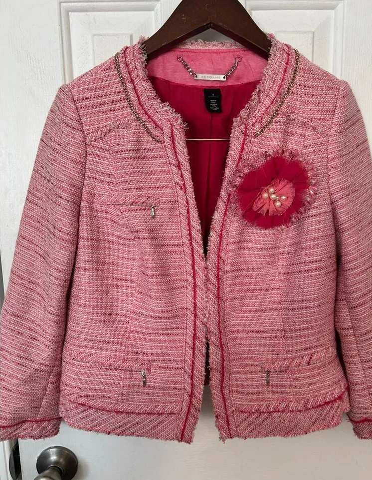 White House black market tweed blazer size 6 red color and white
