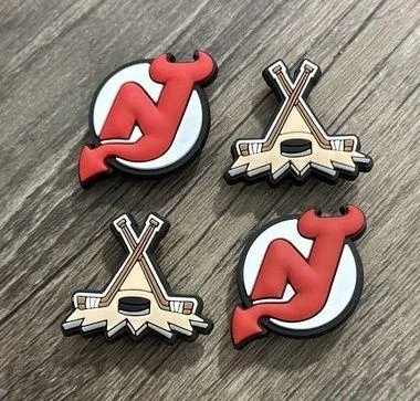 New Jersey Devils Hockey Team Charm For Crocs Shoe Charms - 4 Pieces