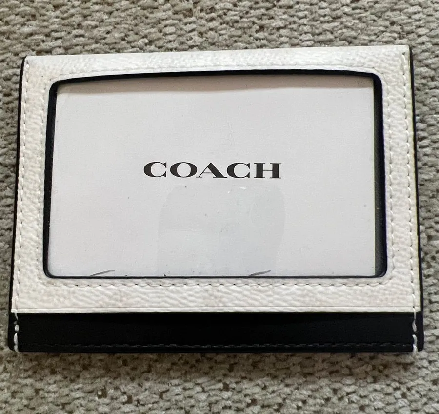 Coach Slim ID Card Case Signature Canvas Chalk/Black