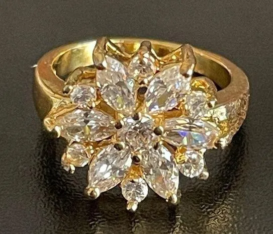 Austrian crystal gold plated ring size 6