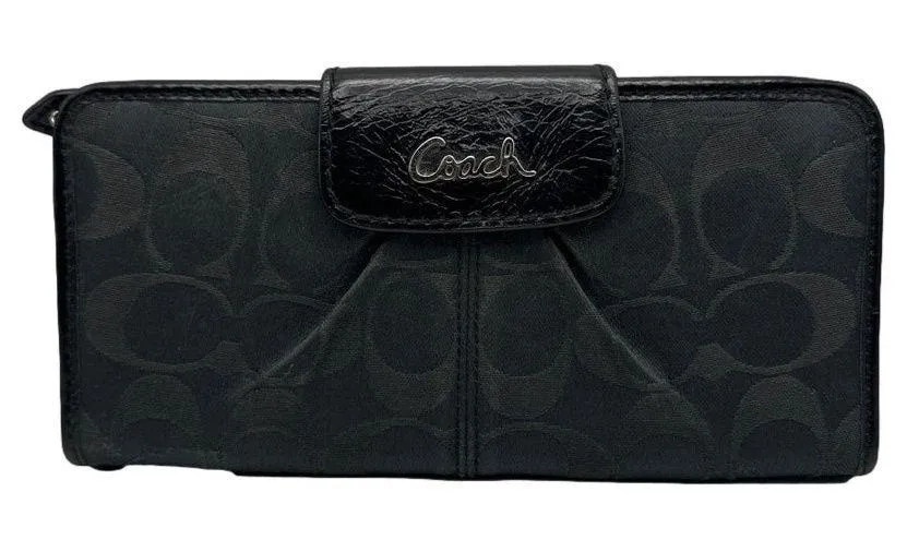 COACH Black Signature Canvas Ashley Wallet