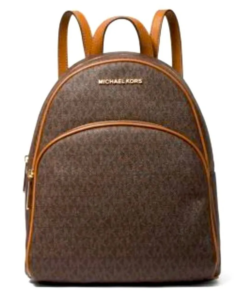 Michael Kors Abbey Medium Logo Pebbled Leather Backpack Women's Brown Classic